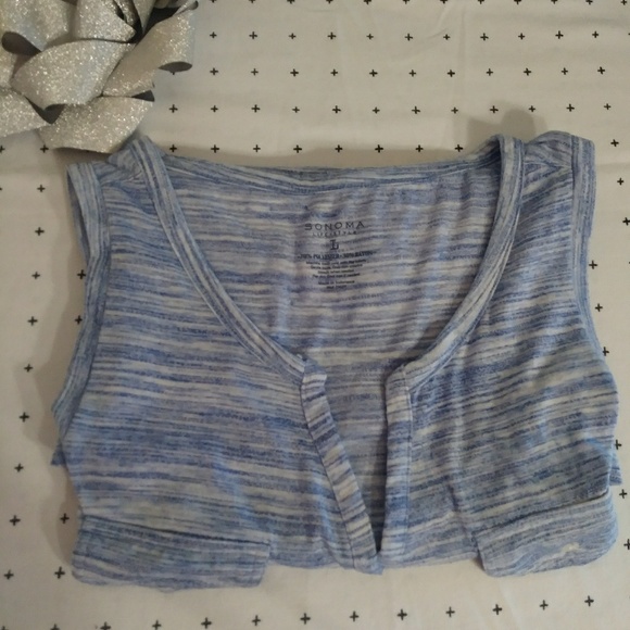 Sonoma blue and white heathered tank top sz L - Picture 6 of 7